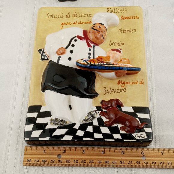 Dena Marie 3-D Ceramic Wall Hanging Bistro Chef and Chef Salt & Pepper Shakers - Picture 10 of 12